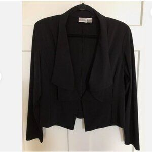 Chicos Womens Black Long Sleeve Open Blazer Jacket Ruffle- Chicos Size 2 (Large)